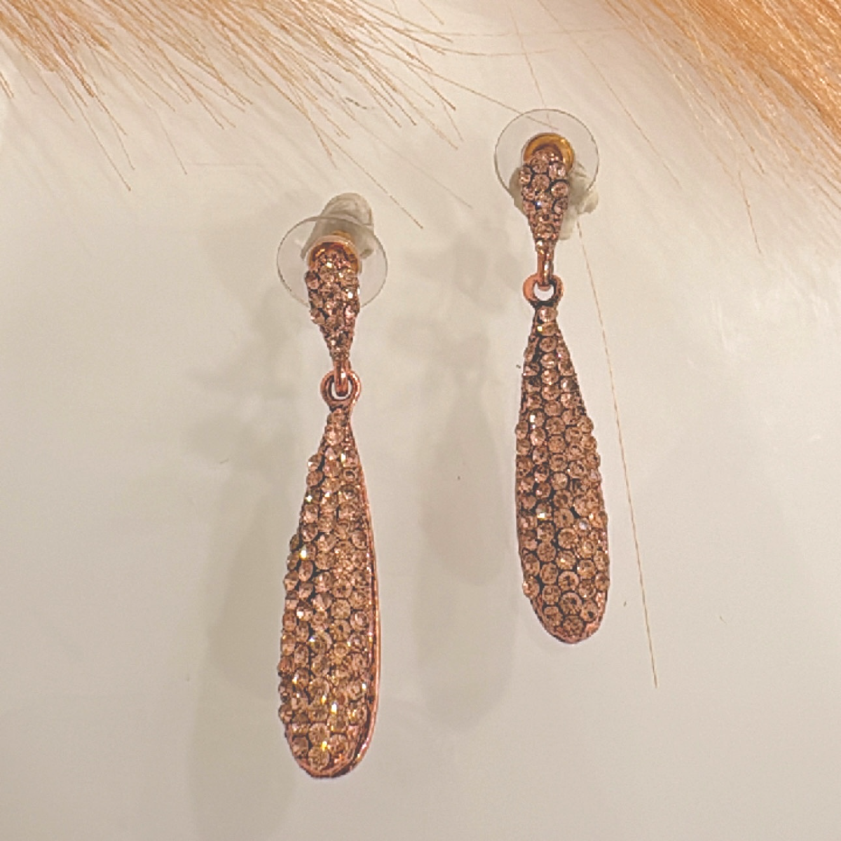  Κρεμαστά Σκουλαρίκια Με Strass Σε ροζ Χρυσό 